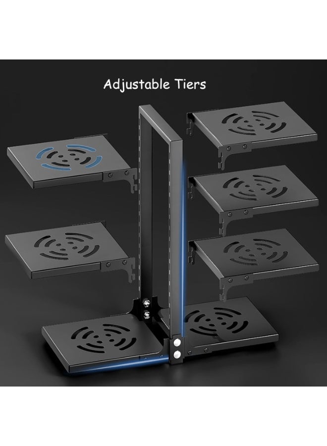 TYCOM Pots and Pans Organizer for Cabinet Kitchen Organizer and Storage Rack Space Saving Stand with Adjustable Dividers 7 Layer Double Sided With Panel Black. - Image 5
